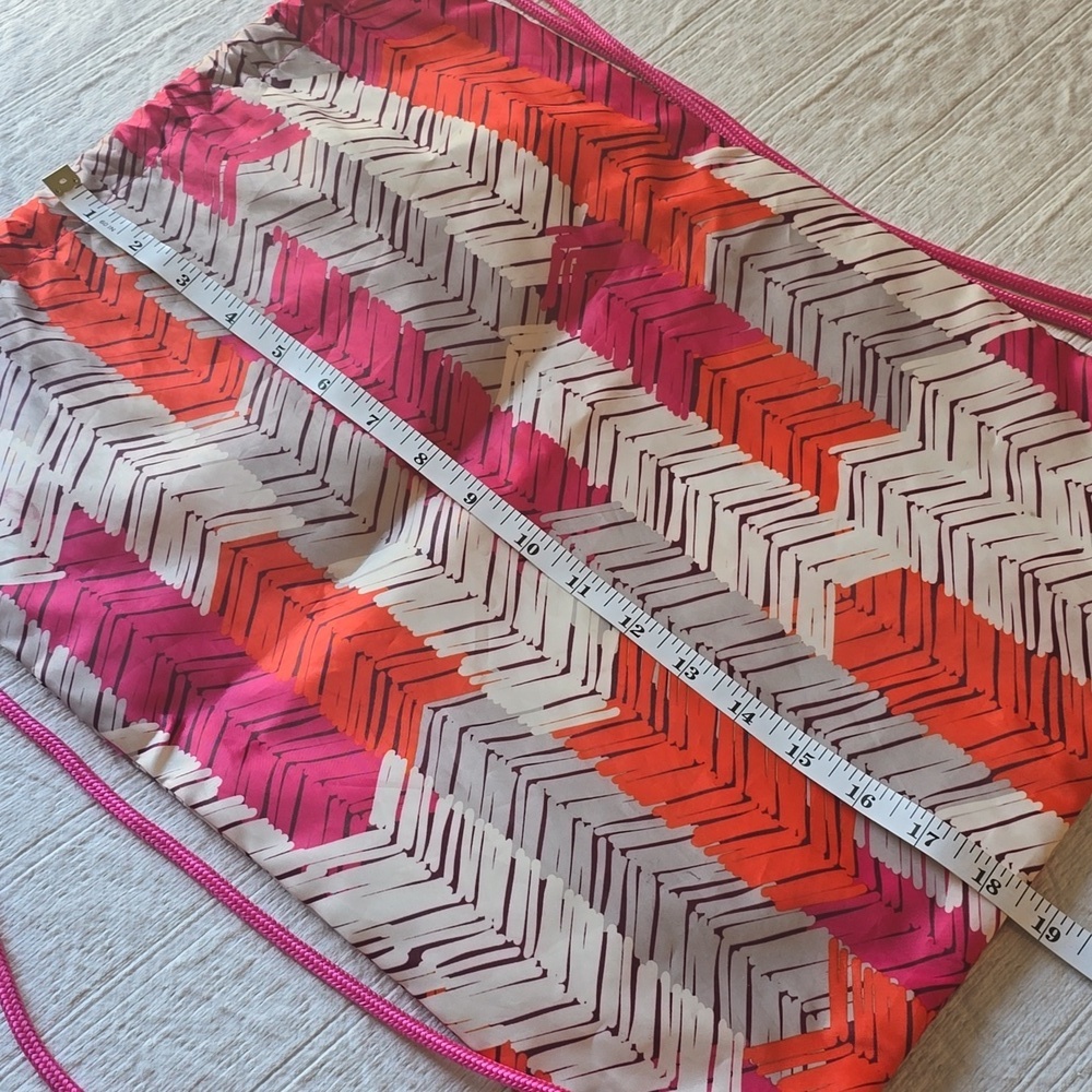 Thirty-One "Books & Stuff Pink and Orange Chevron String Bag - Picture 11 of 13